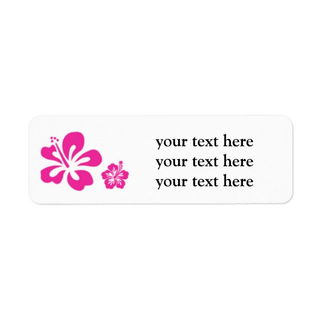 Hot Pink and White Hibiscus Floral Address Labels (Front)