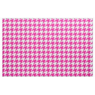 Hot Pink and White Houndstooth Fabric