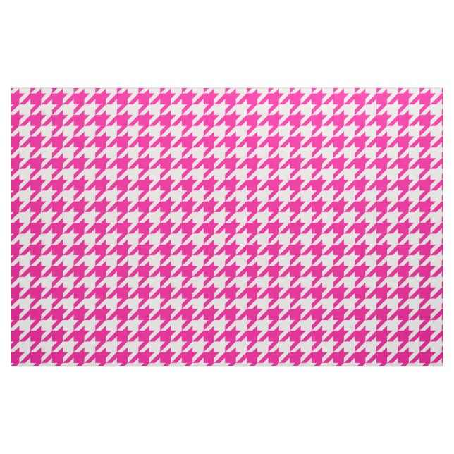 Hot Pink and White Houndstooth Fabric (Yard)