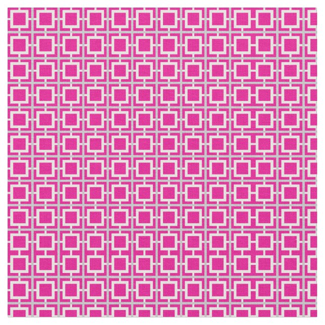 Hot Pink and White Lattice Pattern Fabric (Close Up)