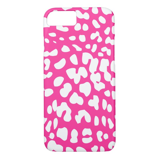 Hot Pink and White Leopard Print iPhone 7 Case (Back)