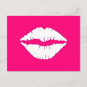 Hot Pink and White Lipstick Postcard