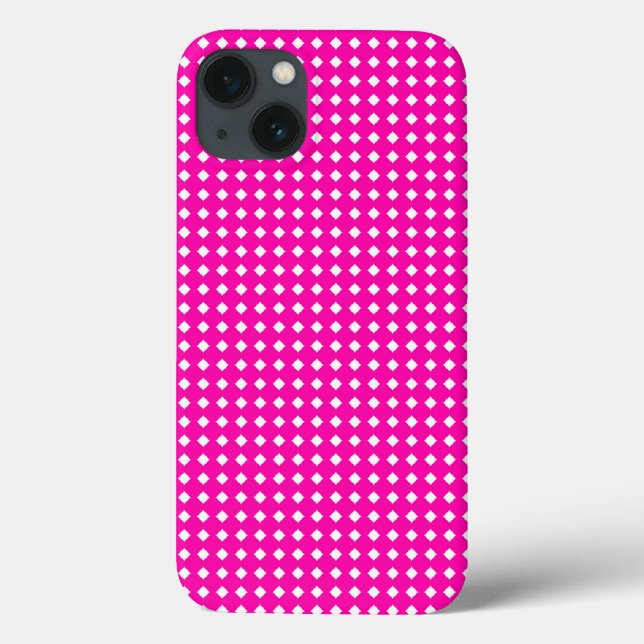 Hot Pink and White Little Diamonds Pattern Case-Mate iPhone Case (Back)