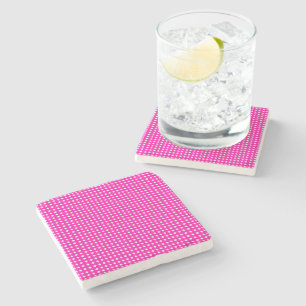 Hot Pink and White Little Diamonds Pattern Stone Coaster