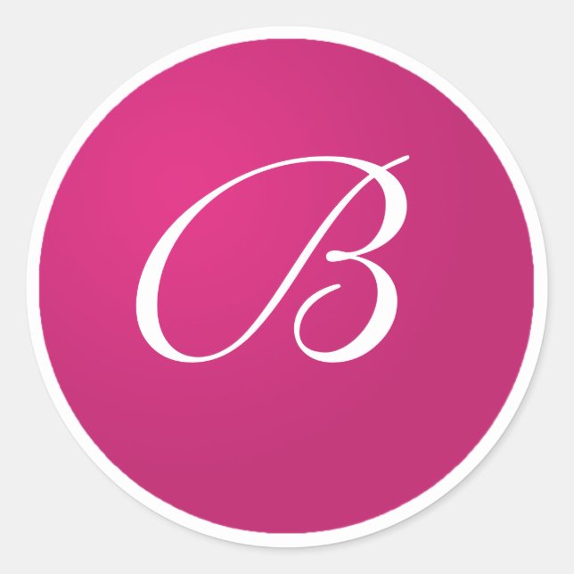 Hot Pink and White Monogram B Envelope Stickers (Front)