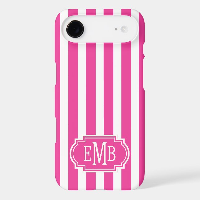 Hot Pink and White Monogrammed Stripes (Back)