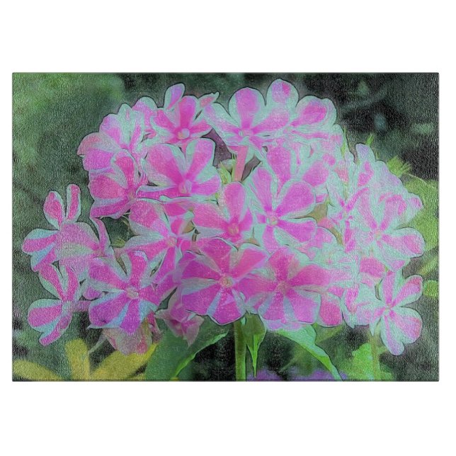 Hot Pink and White Peppermint Twist Garden Phlox Cutting Board (Front)