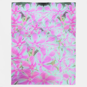 Hot Pink and White Peppermint Twist Garden Phlox Fleece Blanket