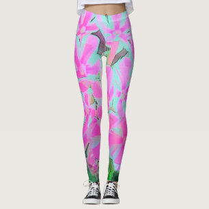 Hot Pink and White Peppermint Twist Garden Phlox Leggings
