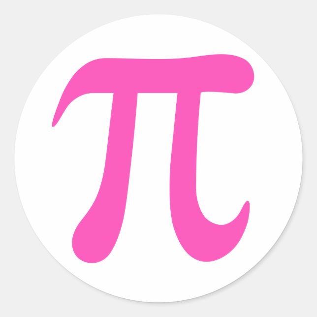 Hot pink and white pi symbol stickers (Front)