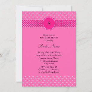 Hot Pink and White Polka Dot Bridal Shower Invitation