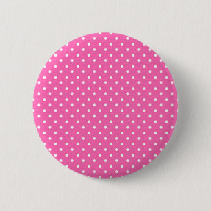 Hot Pink and White Polka Dot Pattern 6 Cm Round Badge