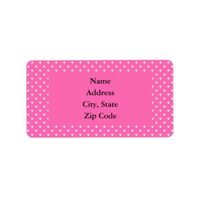 Hot Pink and White Polka Dot Pattern Label (Front)