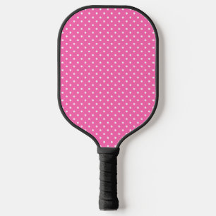 Hot Pink and White Polka Dot Pattern Pickleball Paddle