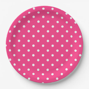 Hot Pink and White Polka Dots, Paper Plate