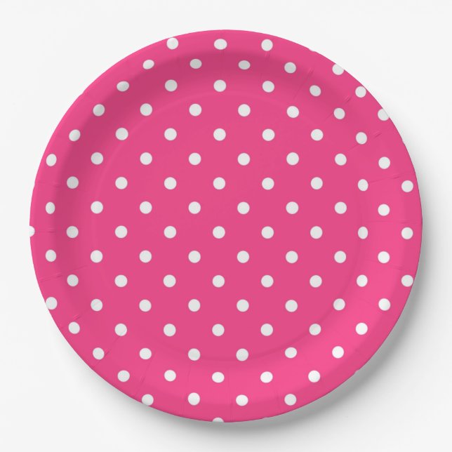 Hot Pink and White Polka Dots, Paper Plate (Front)