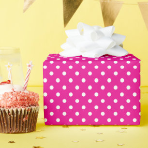 Hot Pink and White Polka Dots Wrapping Paper