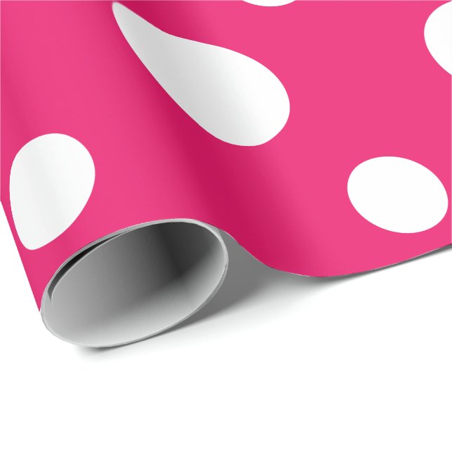 Hot Pink and White Polka Dots Wrapping Paper (Roll Corner)
