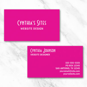 Hot Pink and White Retro Bold Business Card