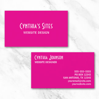 Hot Pink and White Retro Bold Business Card