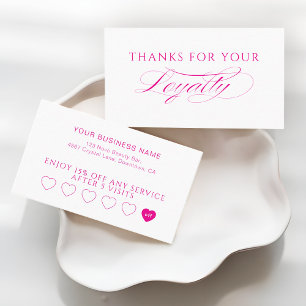 Hot Pink and White Spa Beauty Salon Loyalty Card
