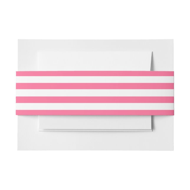 Hot Pink and White Striped Invitation Belly Band (Front Example)
