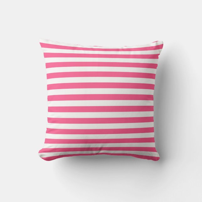 Hot Pink and White Stripes Cushion (Front)