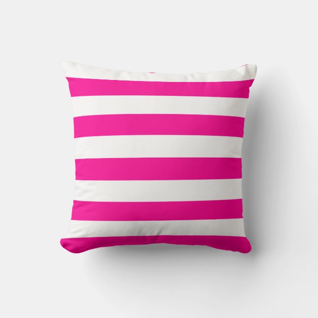 Hot Pink and White Stripes Cushion (Front)