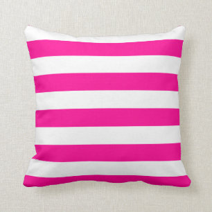Hot Pink and White Stripes Cushion