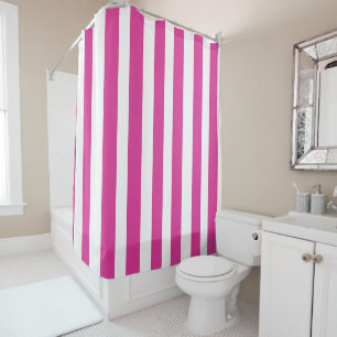 Hot Pink and White Stripes Shower Curtain
