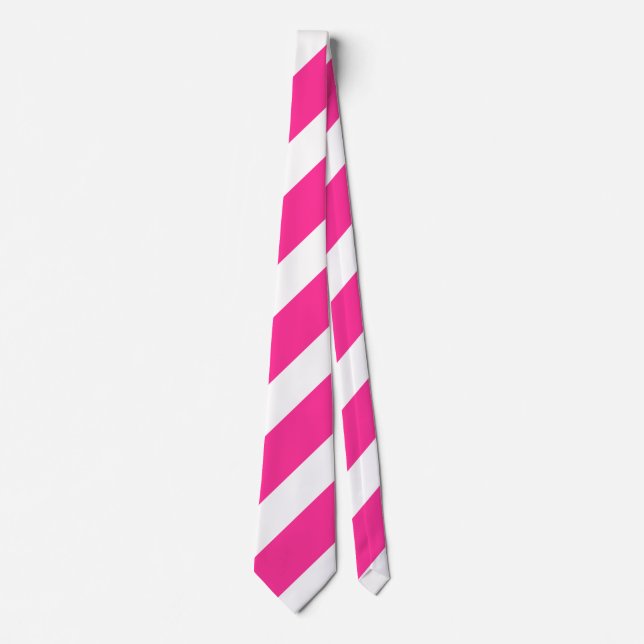 Hot Pink and White Stripes Tie (Front)