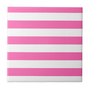Hot Pink and White Stripes Tile