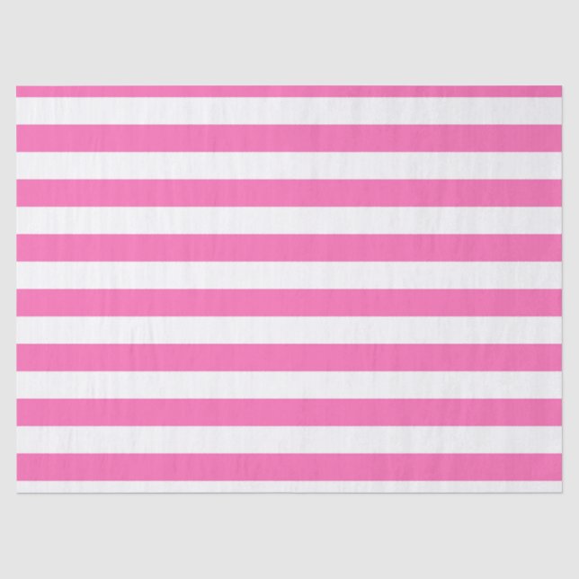 Hot Pink and White Stripes Tissue Paper (Front)