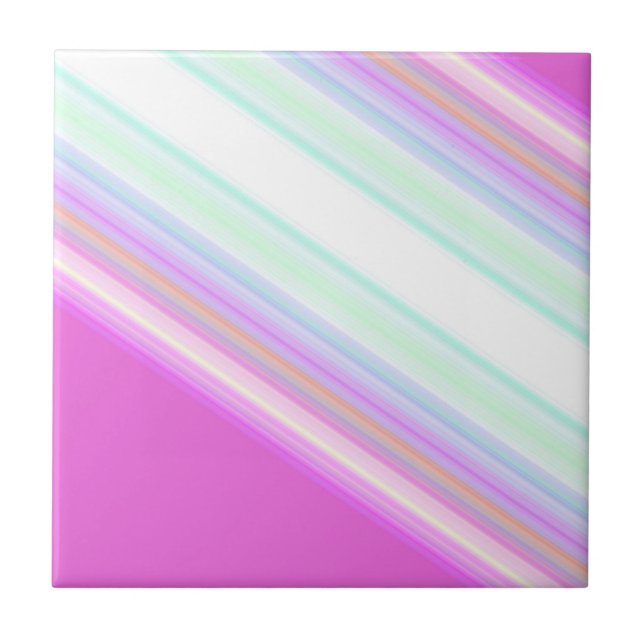 Hot Pink and White Strips Tile (Front)