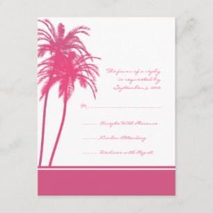 Hot Pink and White Tropical Palms Invitation RSVP