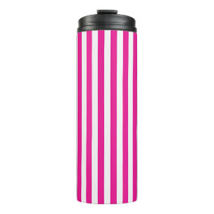 Hot Pink and White Vertical Stripes Minimalist Thermal Tumbler