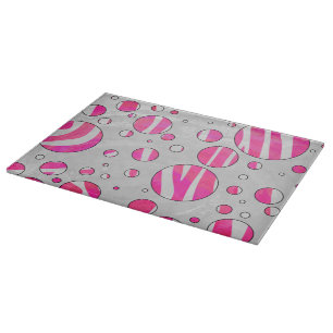 Hot Pink and White Zebra Polka Dots Cutting Board
