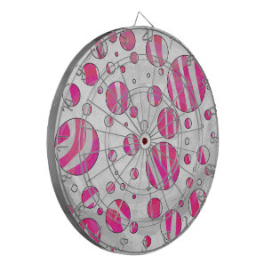 Hot Pink and White Zebra Polka Dots Dartboard