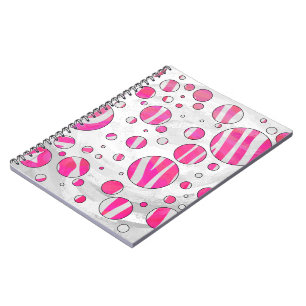 Hot Pink and White Zebra Polka Dots Notebook