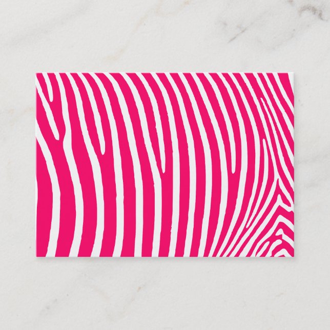 Hot Pink and White Zebra Print Business Card (Front)