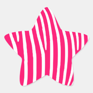 Hot Pink and White Zebra Print Star Sticker