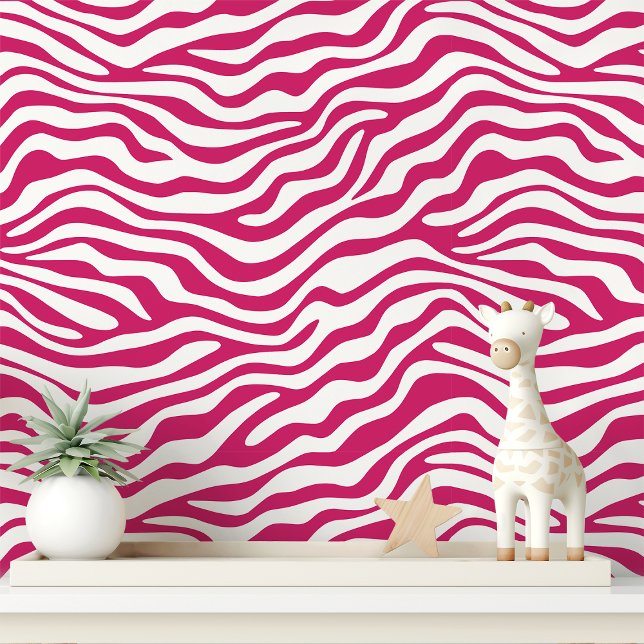 Hot Pink and White Zebra Stripe Wallpaper (Creator Uploaded)