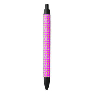 Hot Pink And Yellow Frangipani Pattern, Blue Ink Pen