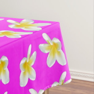 Hot Pink And Yellow Frangipani Pattern, Tablecloth