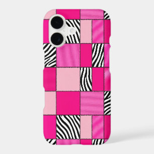 Hot Pink and Zebra Print Patchwork Phone Case
