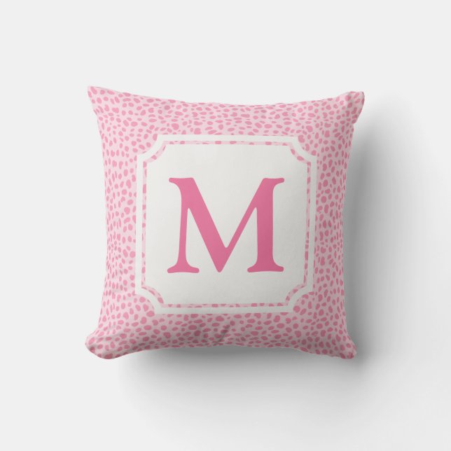 Hot Pink Animal Print | Notched Monogram Cabana Cushion (Front)