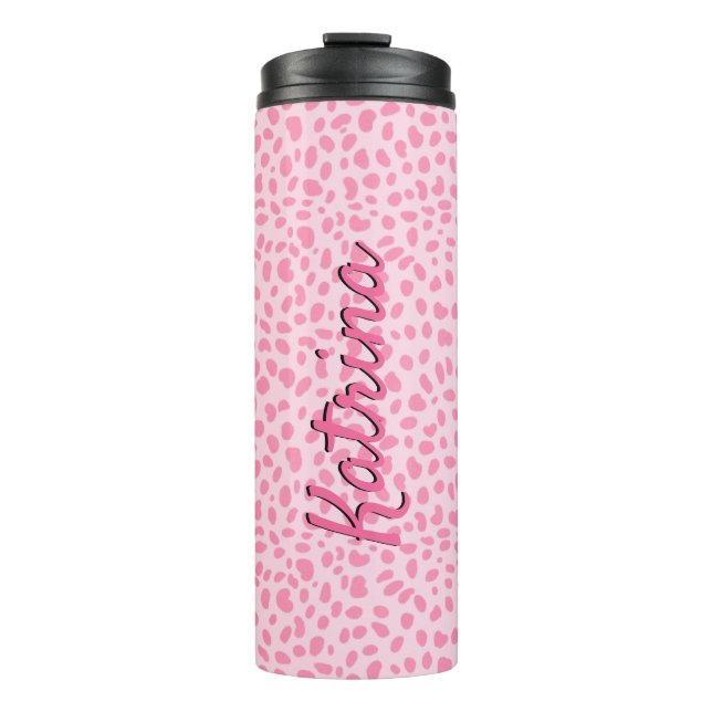Hot Pink Animal Print Personalised  Thermal Tumbler (Front)