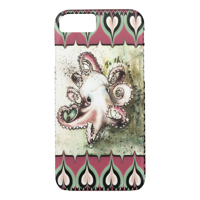 Hot Pink & Aqua Octopus Love 'Ivy' iPhone 7 case (Back)