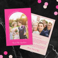 Hot Pink Arch Wedding Photo Love & Thanks