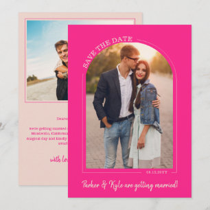 Hot Pink Arch Wedding Photo Save the Date